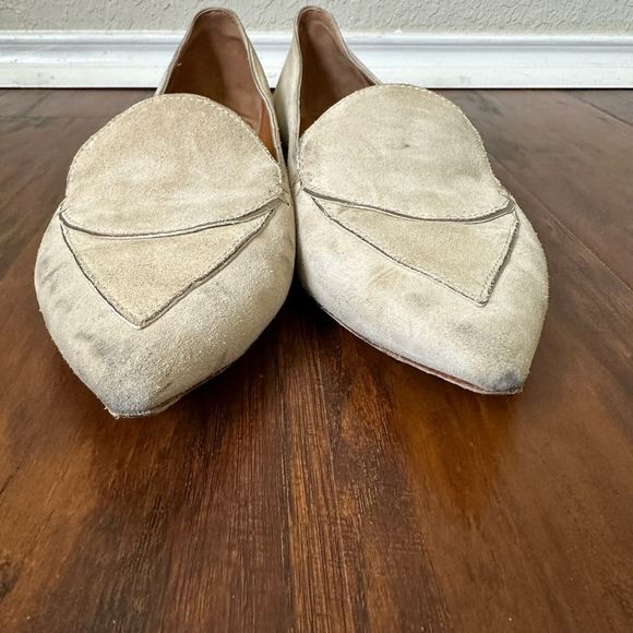 M. GEMI “The Gia” Pointed Toe Suede Flat in Taupe with Gold Accent - Picture 7 of 13